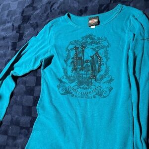Harley-Davidson Turquoise Long Sleeve Top